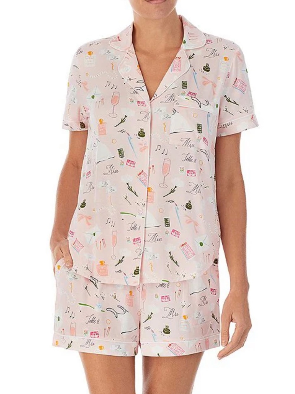 kate spade Pink Short-Sleeve Printed Pajama Set